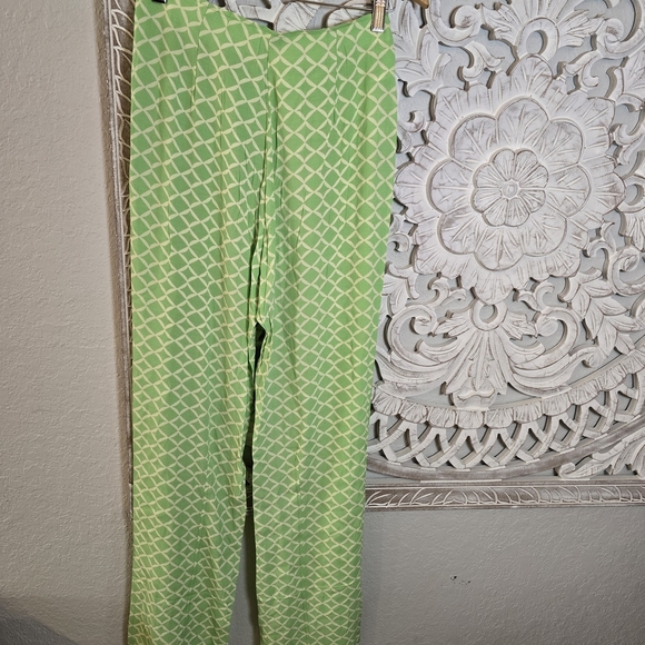 Mango Light Green Geometric Trousers Size S - Picture 5 of 7